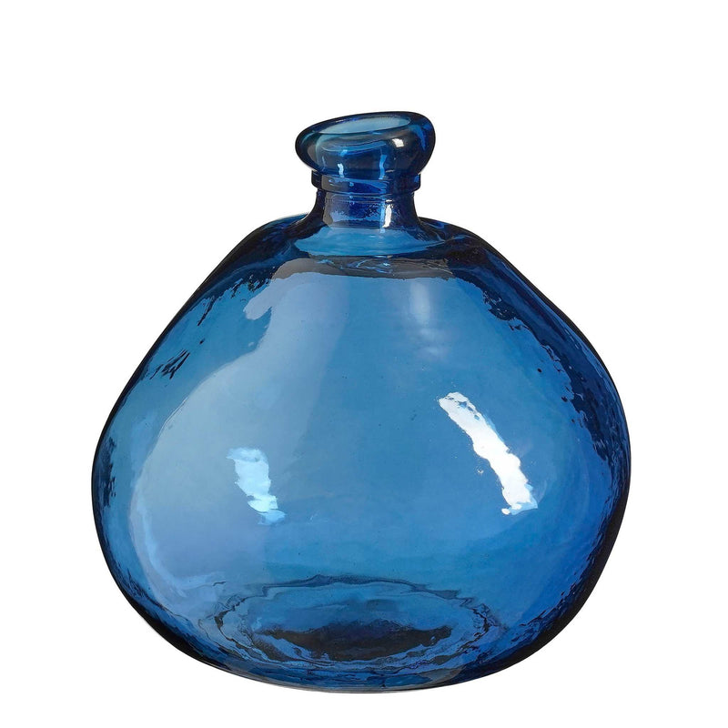 Mica Decorations Vaas Organic - 31x31x32 cm - Gerecycled glas  - Blauw