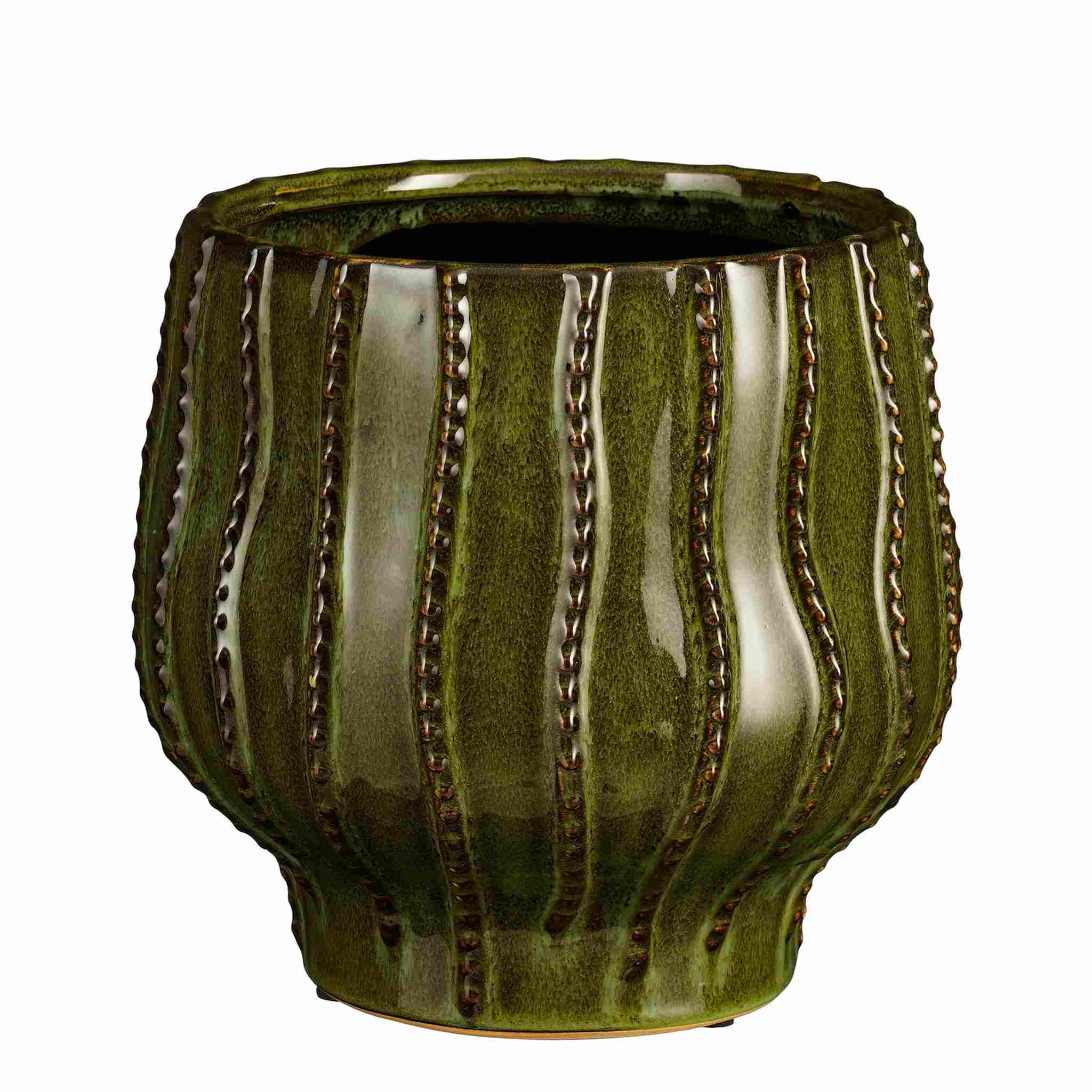 Mica Decorations Bloempot Cathy - 22x22x22 cm - Keramiek - Groen
