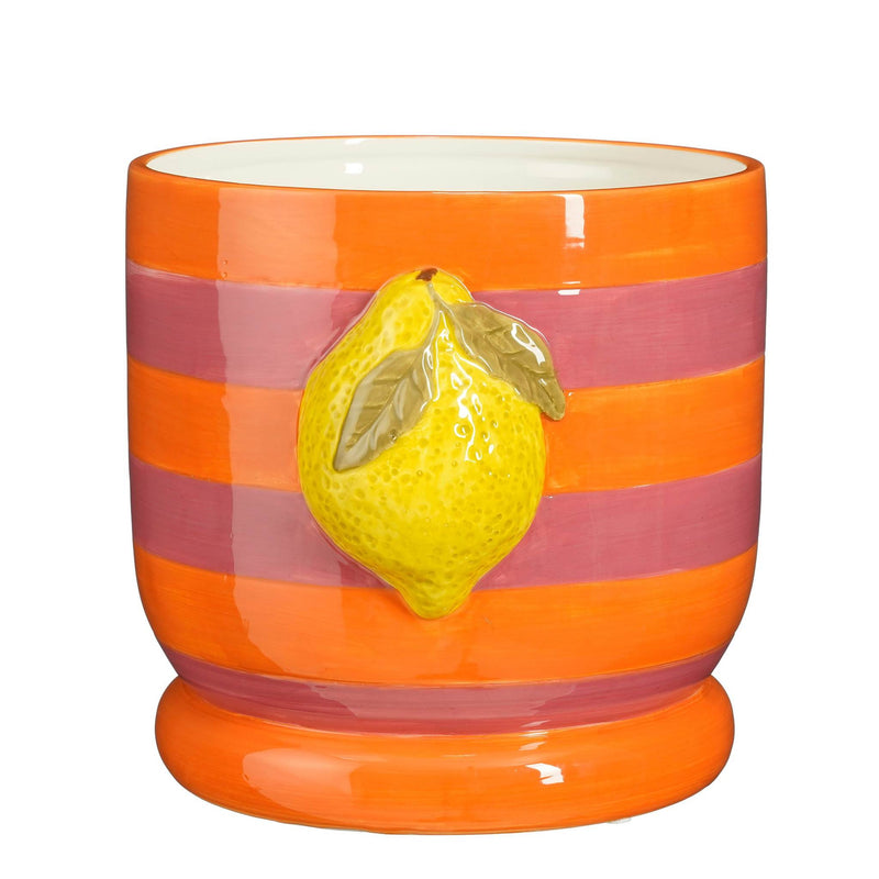 Mica Decorations Bloempot Dion - 23x21x20 cm - Dolomiet - Oranje