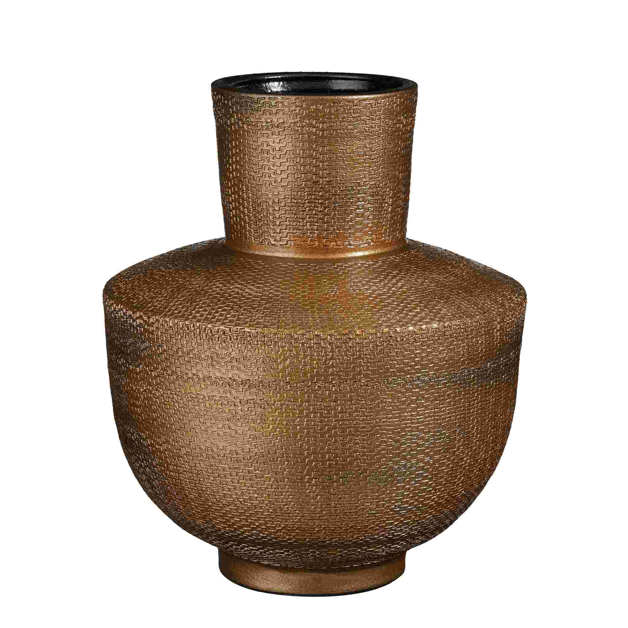 Mica Decorations Vaas Porto - 25x25x29 cm - Terracotta - Brons,Metallic