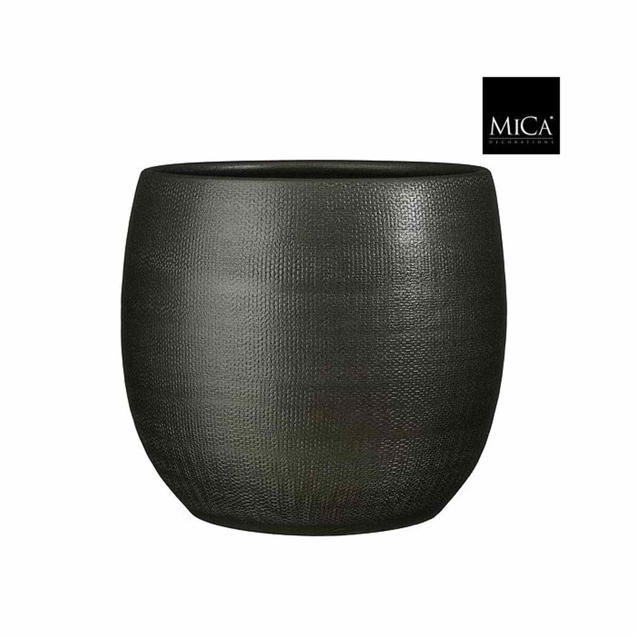 Mica Decorations Bloempot Porto - 32x32x32 cm - Terracotta - Metallic,Antraciet