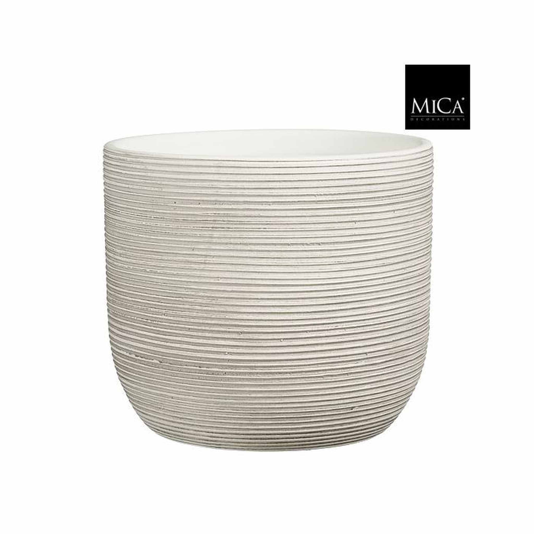 Mica Decorations Bloempot Samuel - 28x28x26 cm - Terracotta - Gebroken Wit