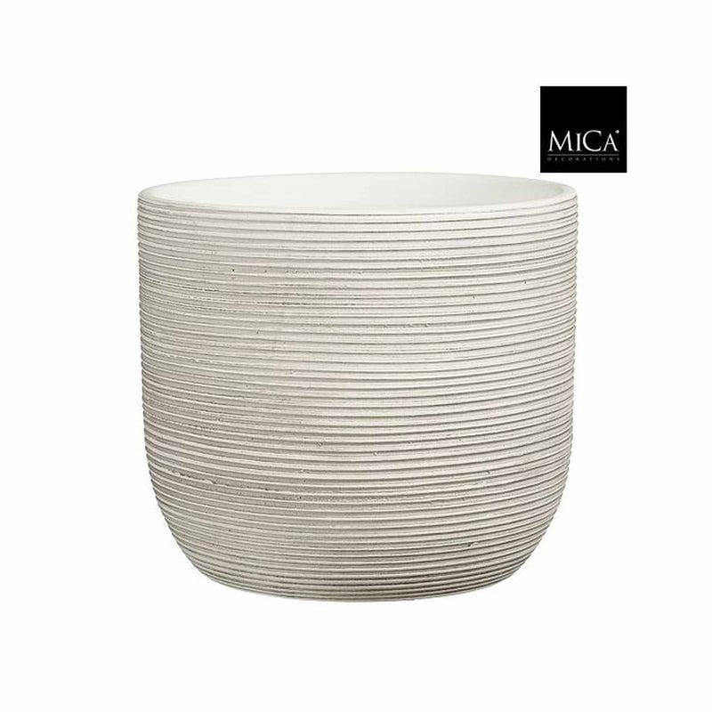 Mica Decorations Bloempot Samuel - 28x28x26 cm - Terracotta - Gebroken Wit