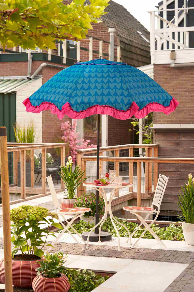Mica Decorations Parasol Heart - 220x220x238 cm - Polyester - Blauw