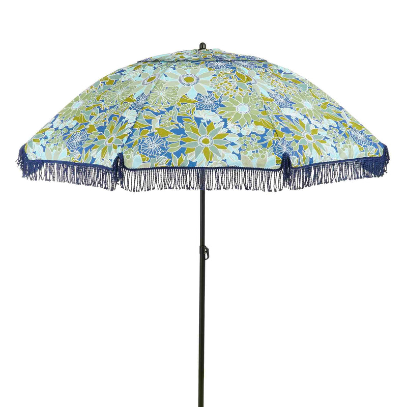 Mica Decorations Parasol Bloem - 220x220x238 cm - Polyester - Blauw