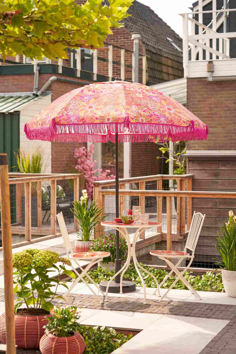 Mica Decorations Parasol Bloem - 220x220x238 cm - Polyester - Roze