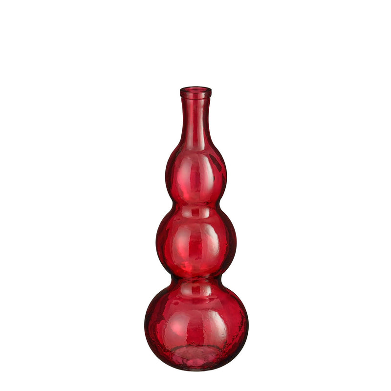 Mica Decorations Vaas Benito - 17x17x45 cm - Gerecycled glas  - Rood