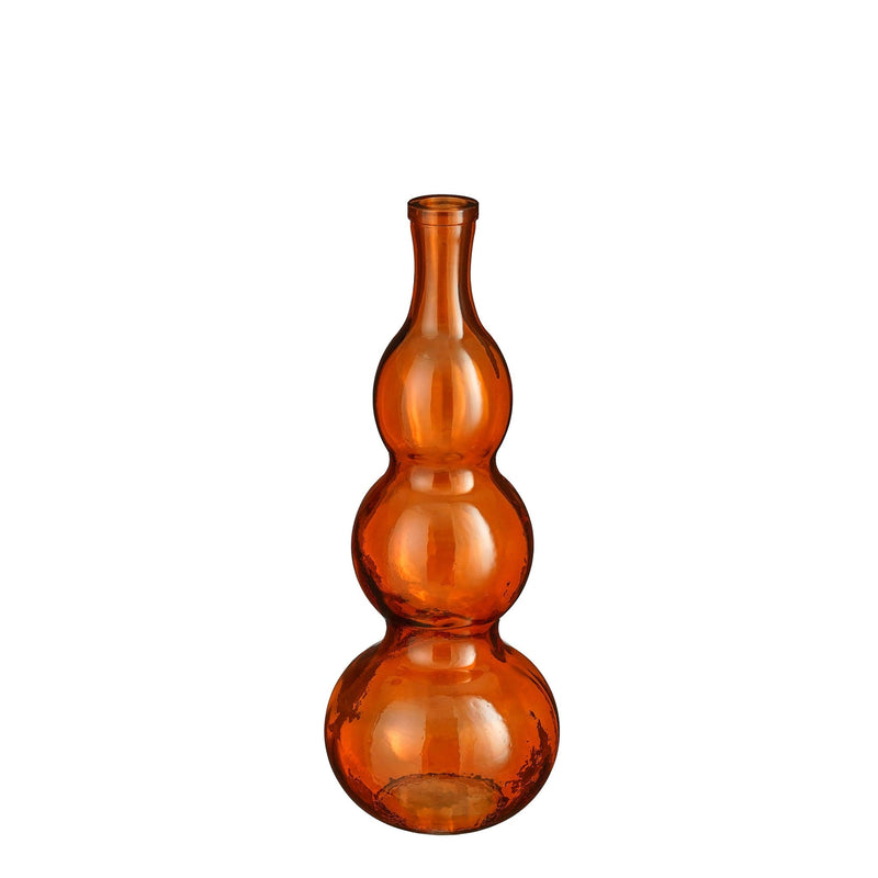 Mica Decorations Vaas Benito - 17x17x45 cm - Gerecycled glas  - Oranje