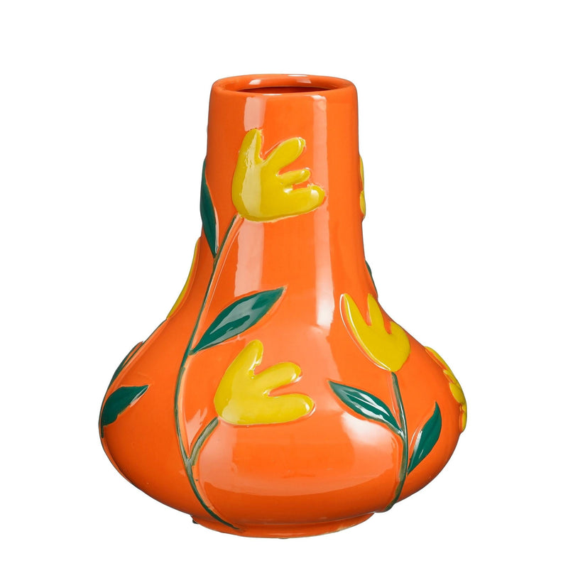 Mica Decorations Vaas Ava - 25x25x30 cm - Keramiek - Oranje