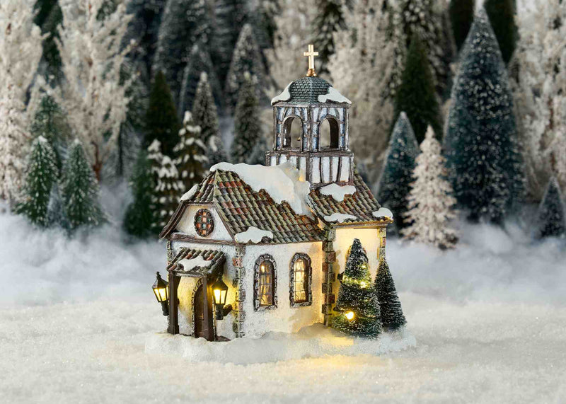 Luville Kerstdorp Elzas Church - 17x11x21 cm - Polyresin - Multi