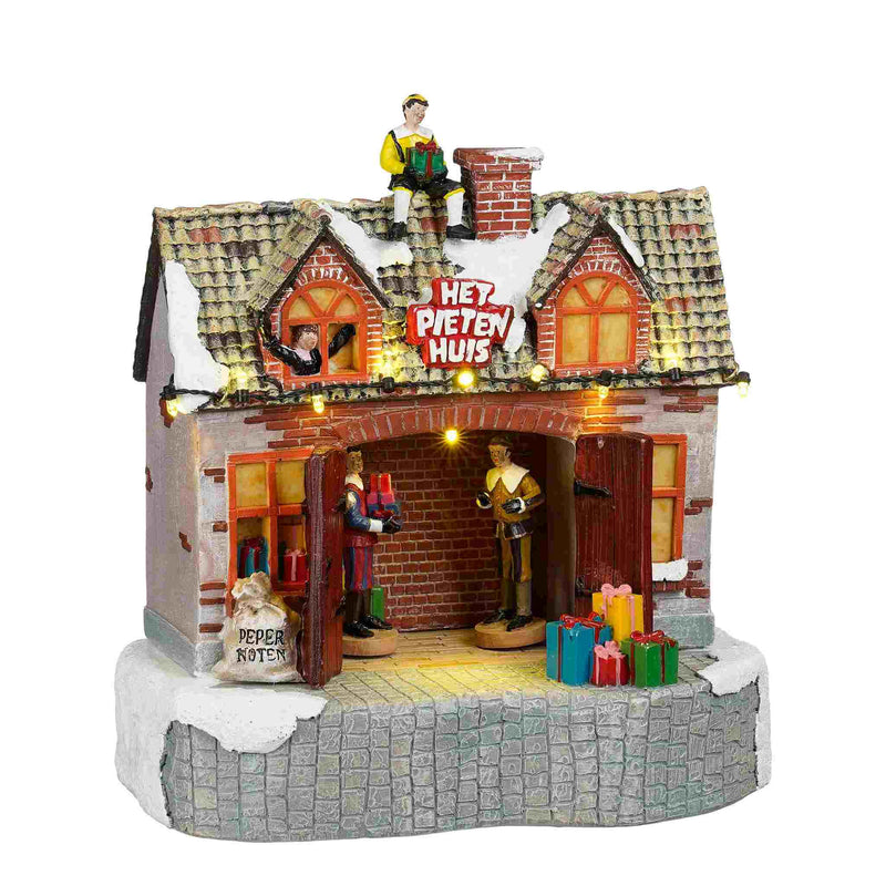 Luville Kerstdorp Pieten house - 20x12x22 cm - Polyresin - Multi