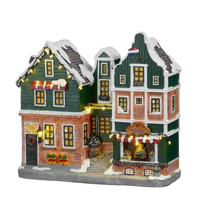Luville Kerstdorp Facade Street Zaandam - 26x10x25 cm - Polyresin - Multi