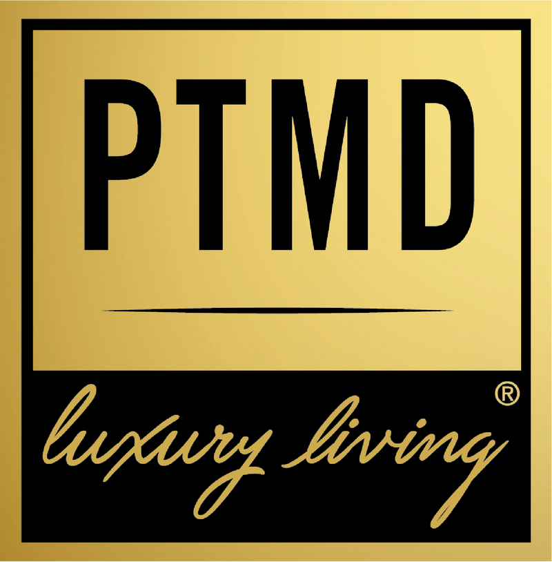 PTMD Silvy Rond Windlicht - H35 x Ø22 cm - Glas - Turquoise/goud