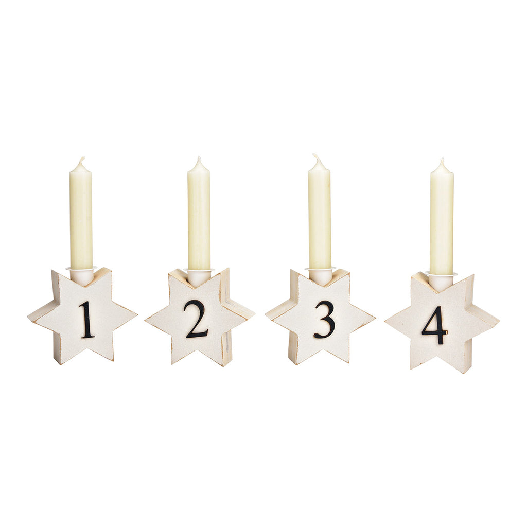 SVJ Kandelaar Adventsarrangement - 4x43x9 cm - Hout - Wit