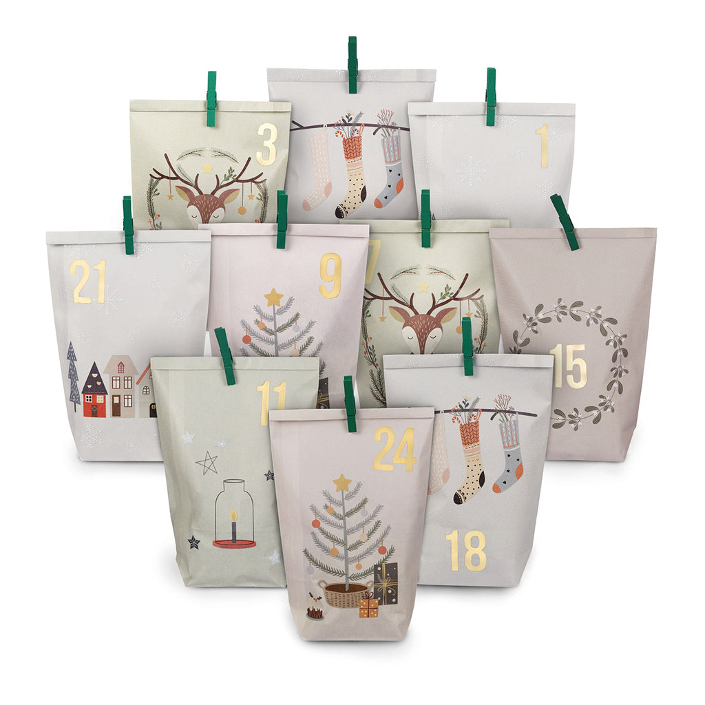SVJ Adventkalender 24 zakjes - 2x24x21 cm - Papier - Wit