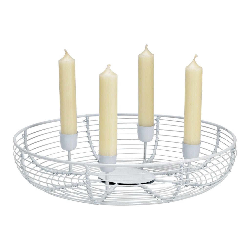 SVJ Kandelaar Adventskrans - 28x28x6 cm - Metaal - Wit