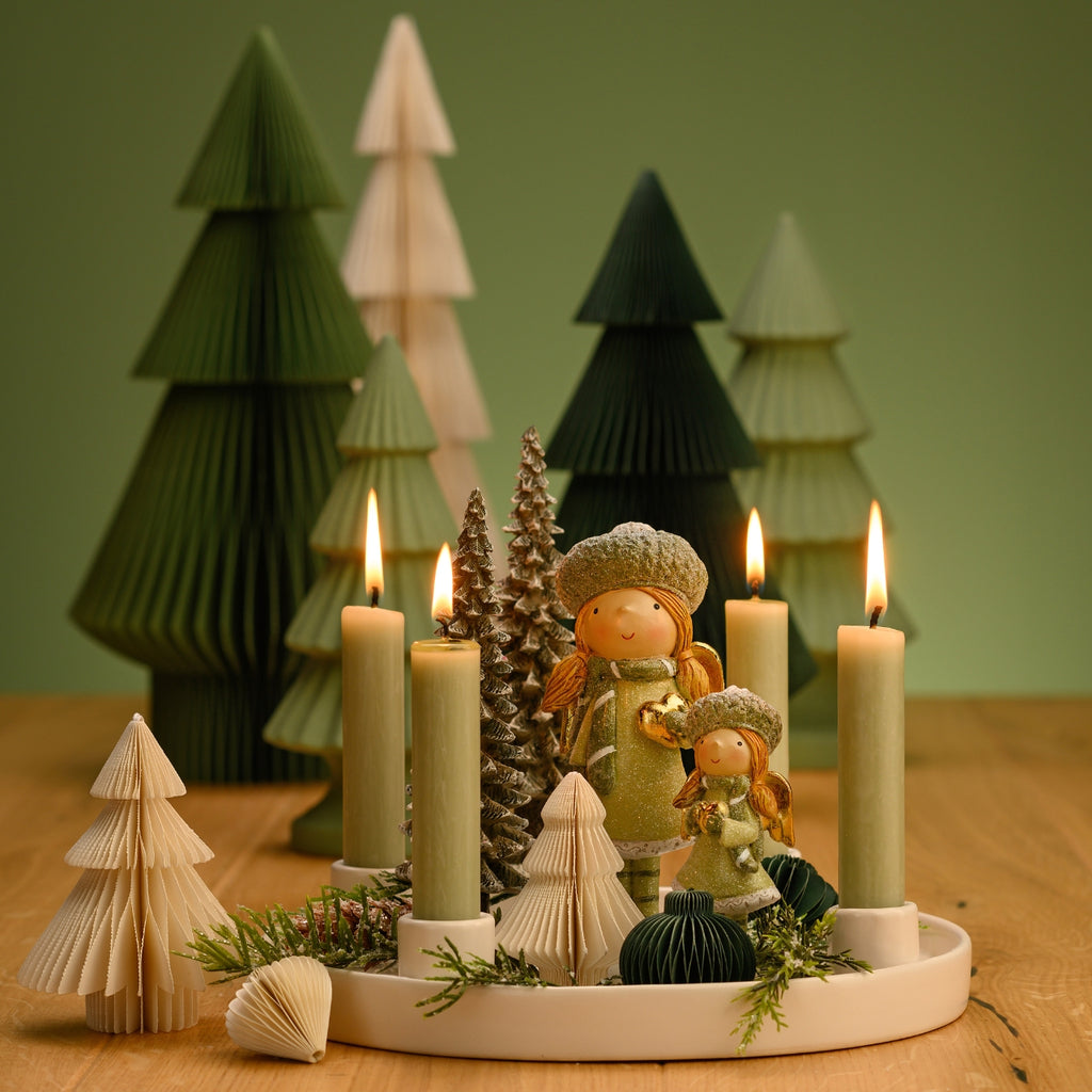 SVJ Kandelaar Adventskrans - 25x25x4 cm - Steen - Wit