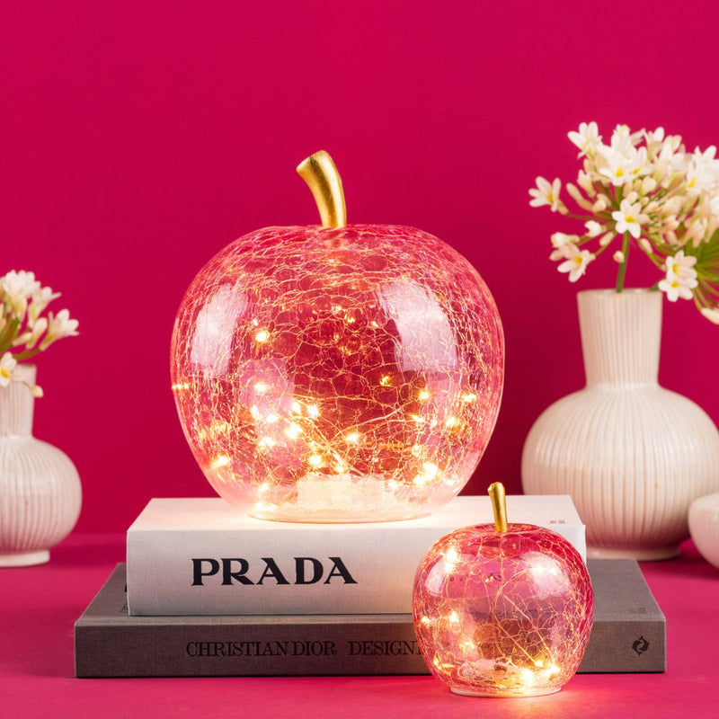 SVJ Tafellamp Appel met 30 LED - 22x22x24 cm - Glas - Roze
