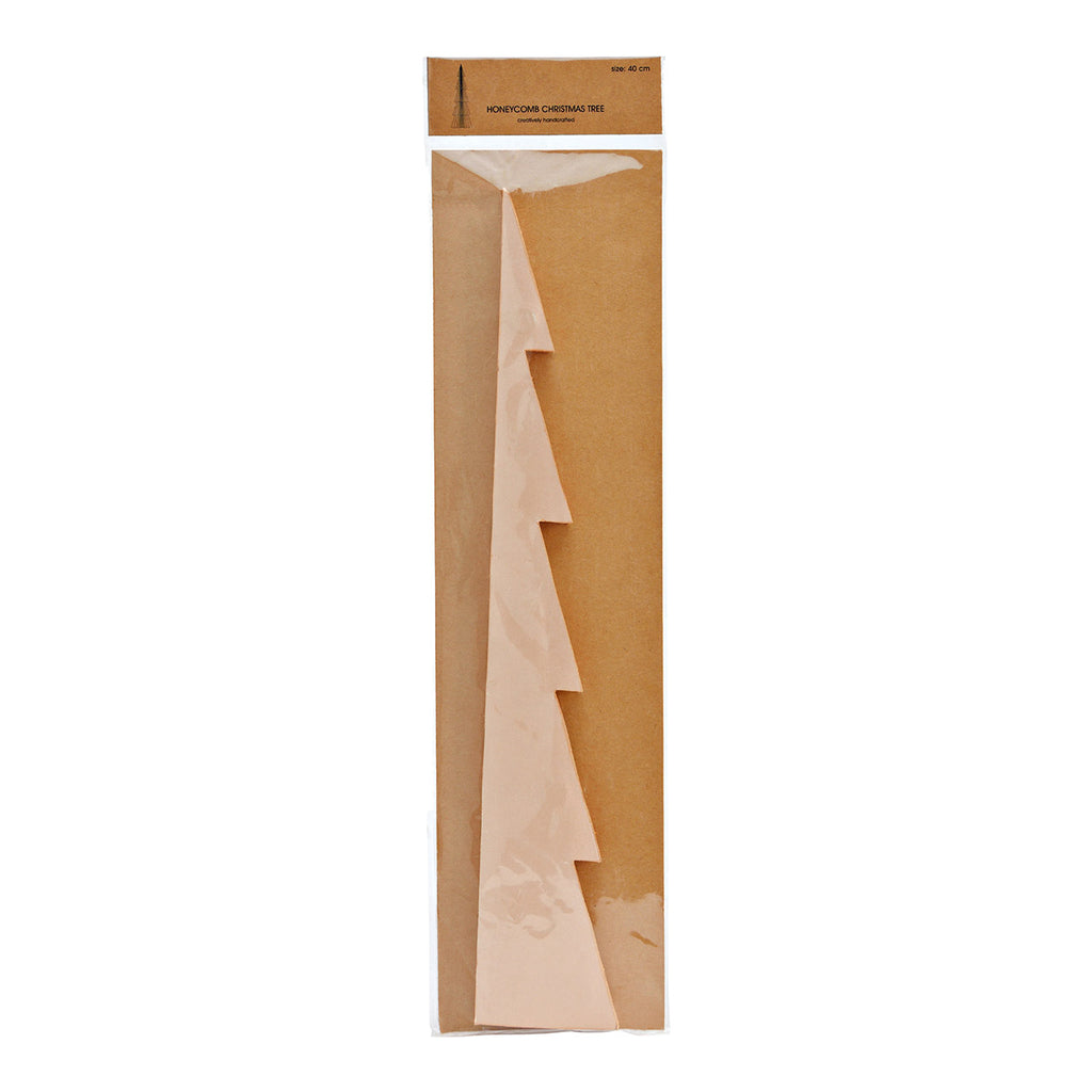 SVJ Kerstversiering Honingraat kerstboomstandaard - 14x14x40 cm - Papier - Beige