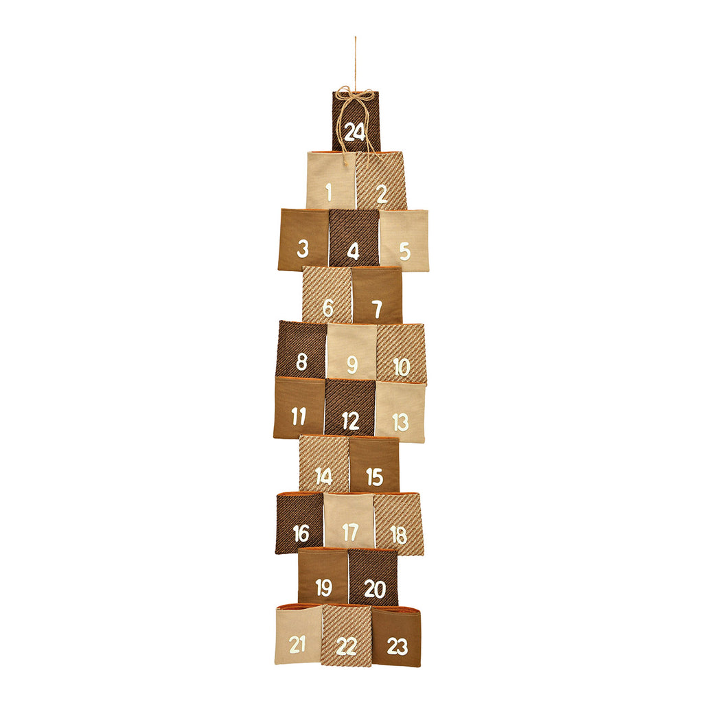 SVJ Adventkalender 24 zakjes - 0x28x105 cm - Textiel - Bruin
