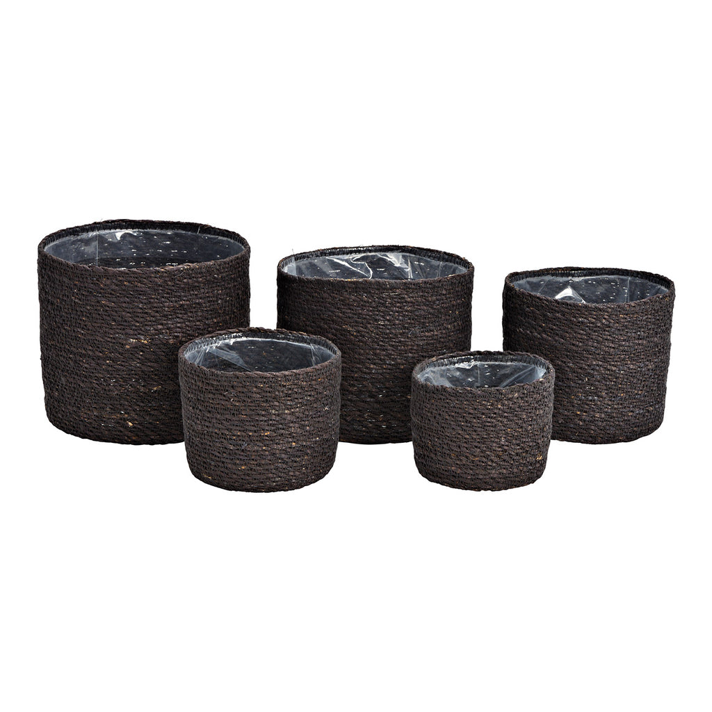 SVJ Opbergbox Bloempotten - 20x20x18 cm - Natuurlijk - Zwart - Set van 5