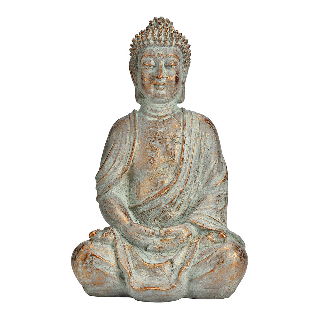 SVJ Deco Object Zittende Boeddha - 15x20x30 cm - Polyester - Goud