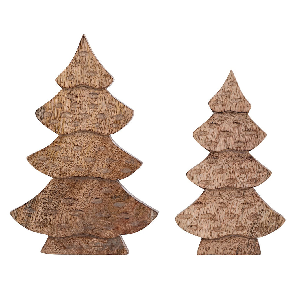SVJ Decoratieve Boom - 3x16x23 cm - Mango Hout - Naturel - Set van 2