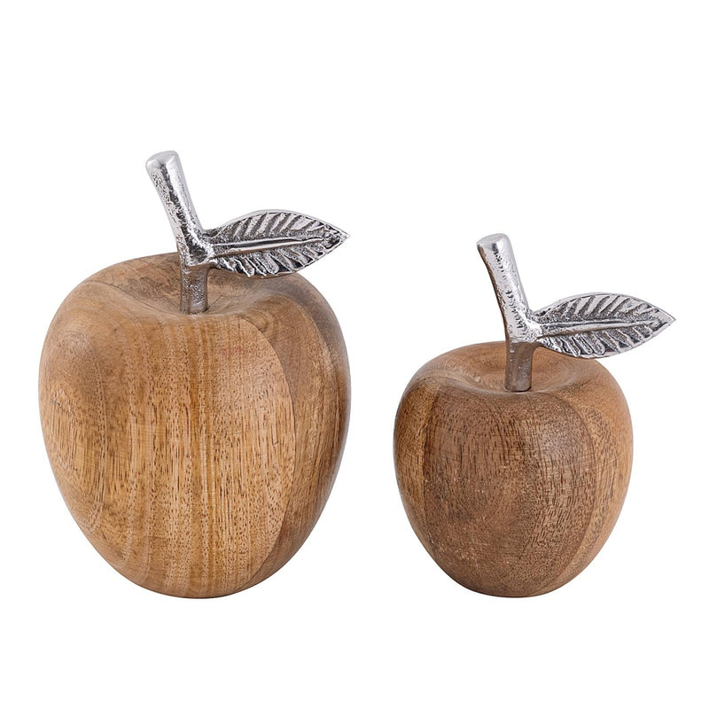 SVJ Decoratieve Appels - 9x9x15 cm - Mango Hout - Naturel - Set van 2