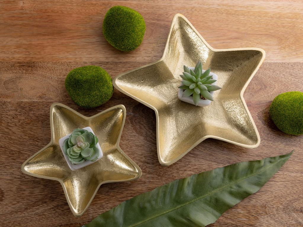 SVJ Schaal - 25x25x3 cm - Aluminium - Goud - Set van 2