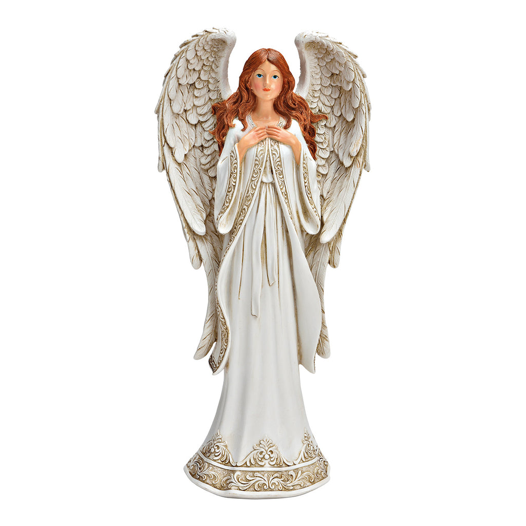 SVJ Kerstversiering Engel - 9x13x28 cm - Polyester - Wit