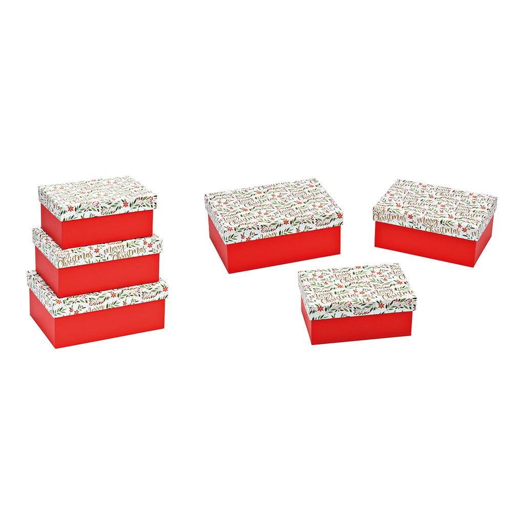 SVJ Opbergbox Geschenkdozenset Merry Christmas - 14x21x8 cm - Papier - Rood