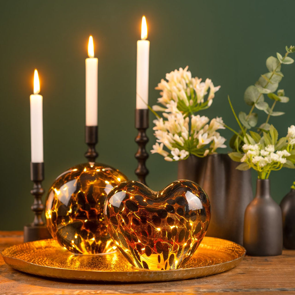 SVJ Kerstverlichting Hart met 20 LED - 11x18x15 cm - Glas - Bruin
