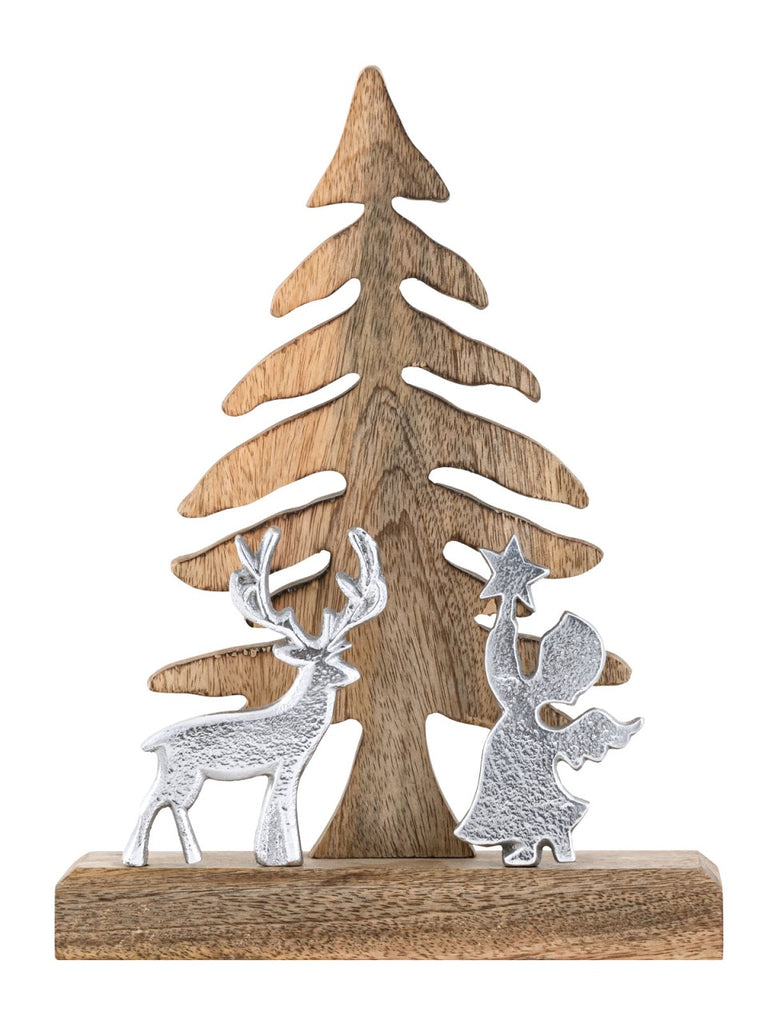 SVJ Decoratieve Kerstboom - 27x20x6 cm - Mango Hout - Naturel
