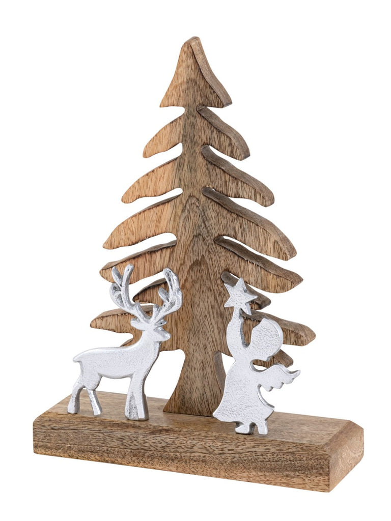 SVJ Decoratieve Kerstboom - 27x20x6 cm - Mango Hout - Naturel