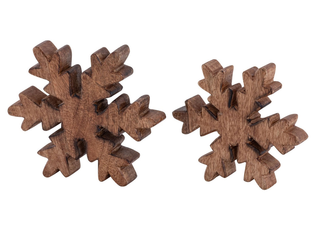 SVJ Decoratief Sneeuwvlokje - 3x18x18 cm - Mango Hout - Naturel