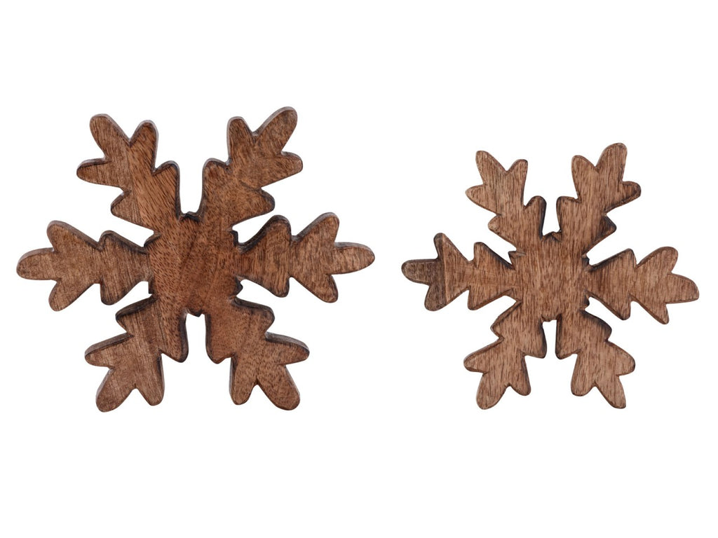 SVJ Decoratief Sneeuwvlokje - 3x18x18 cm - Mango Hout - Naturel