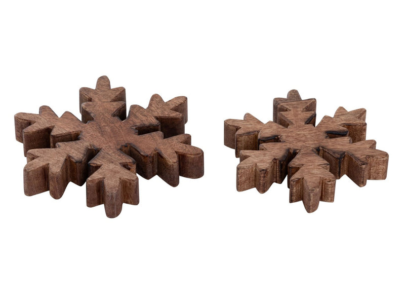 SVJ Decoratief Sneeuwvlokje - 3x18x18 cm - Mango Hout - Naturel