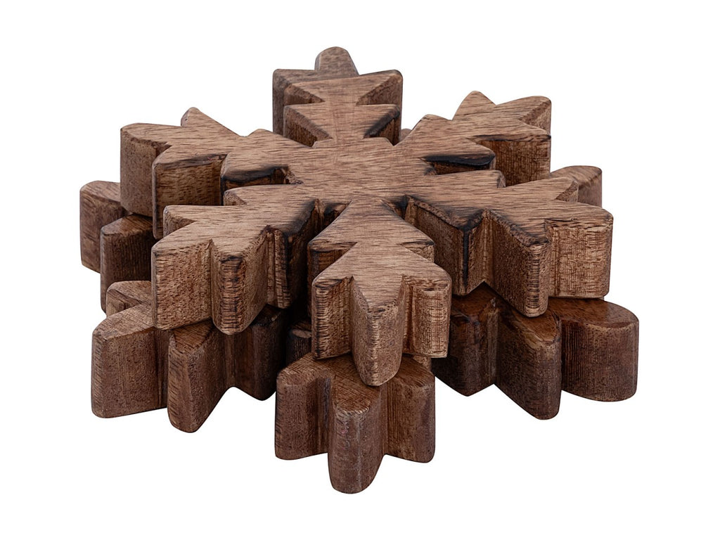 SVJ Decoratief Sneeuwvlokje - 3x18x18 cm - Mango Hout - Naturel