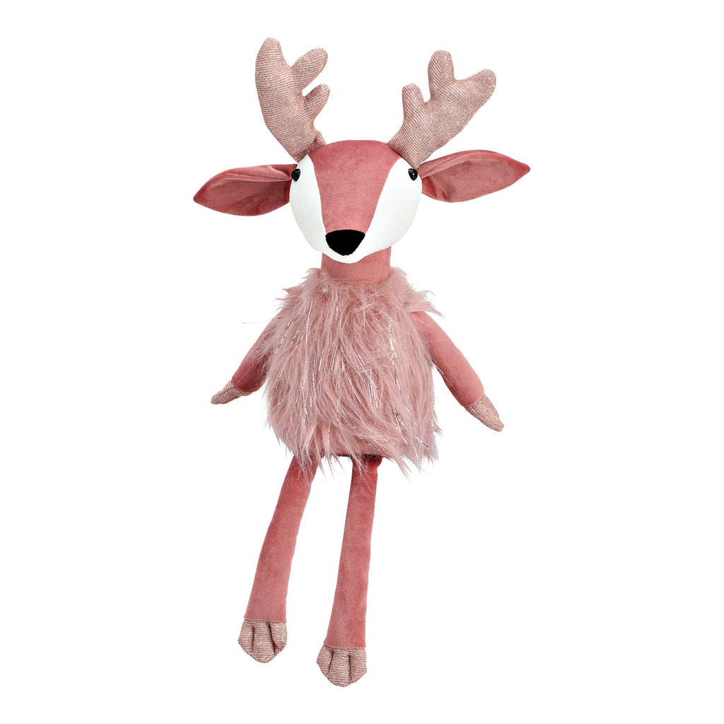 SVJ Kerstversiering Bambi - 15x22x31 cm - Textiel - Roze