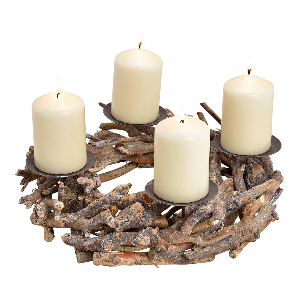 SVJ Kandelaar Adventskrans - 30x30x8 cm - Hout - Naturel