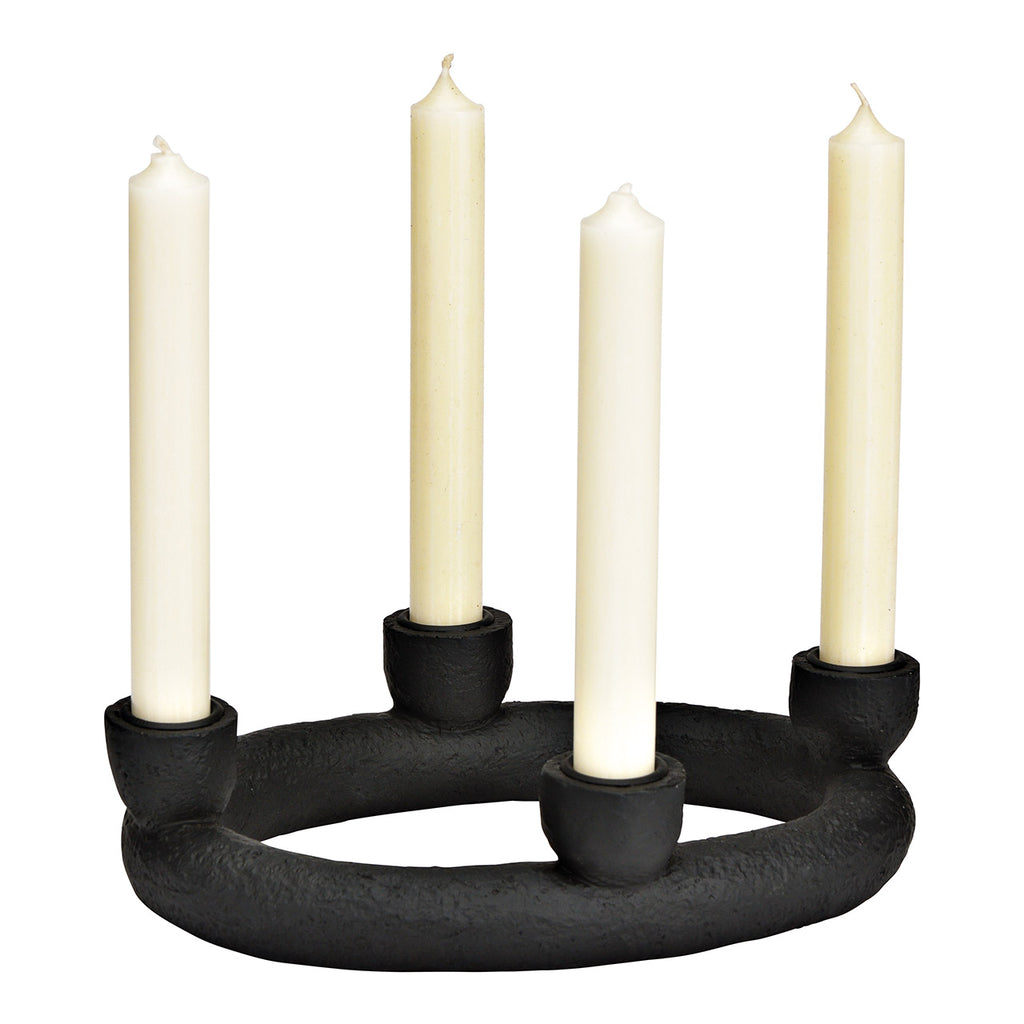 SVJ Kandelaar Kaarshouder - 19x25x6 cm - Polyester - Zwart
