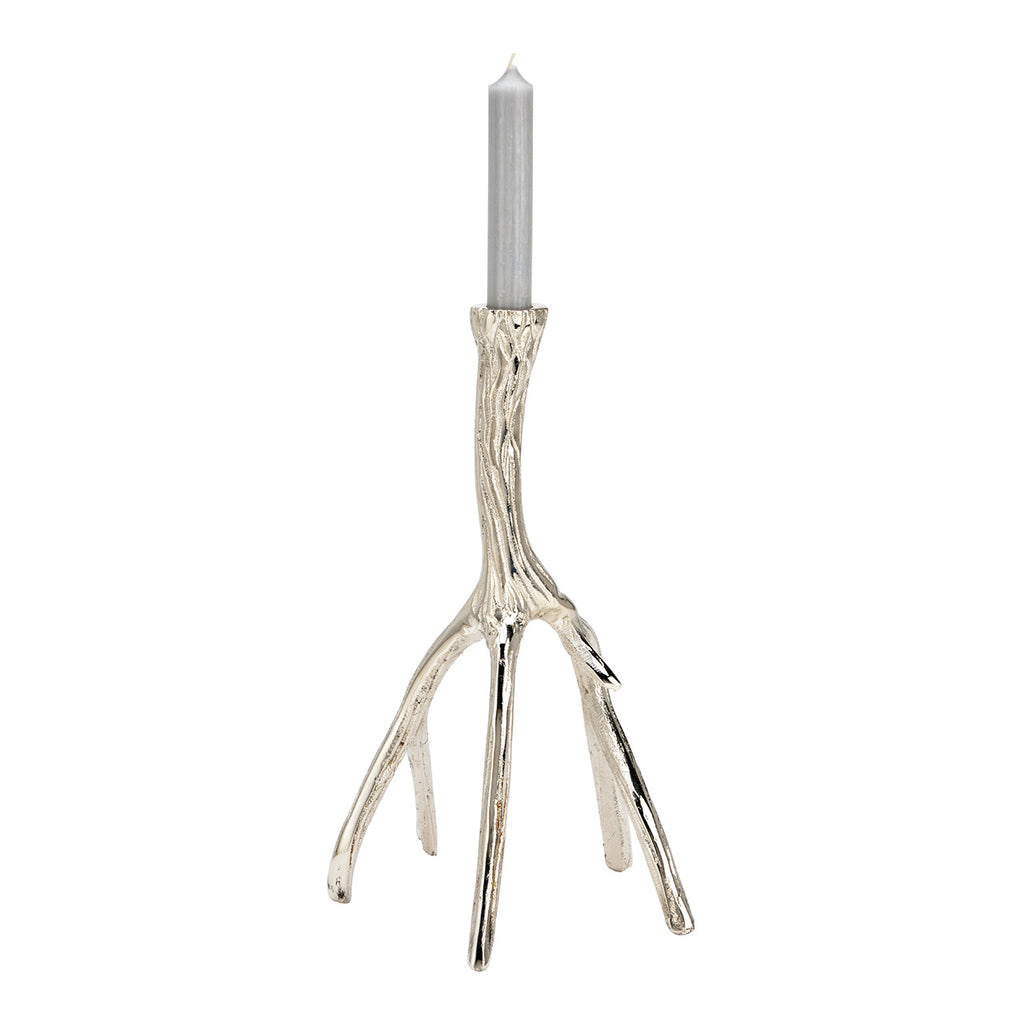 SVJ Kandelaar Gewei - 12x17x32 cm - Metaal - Zilver