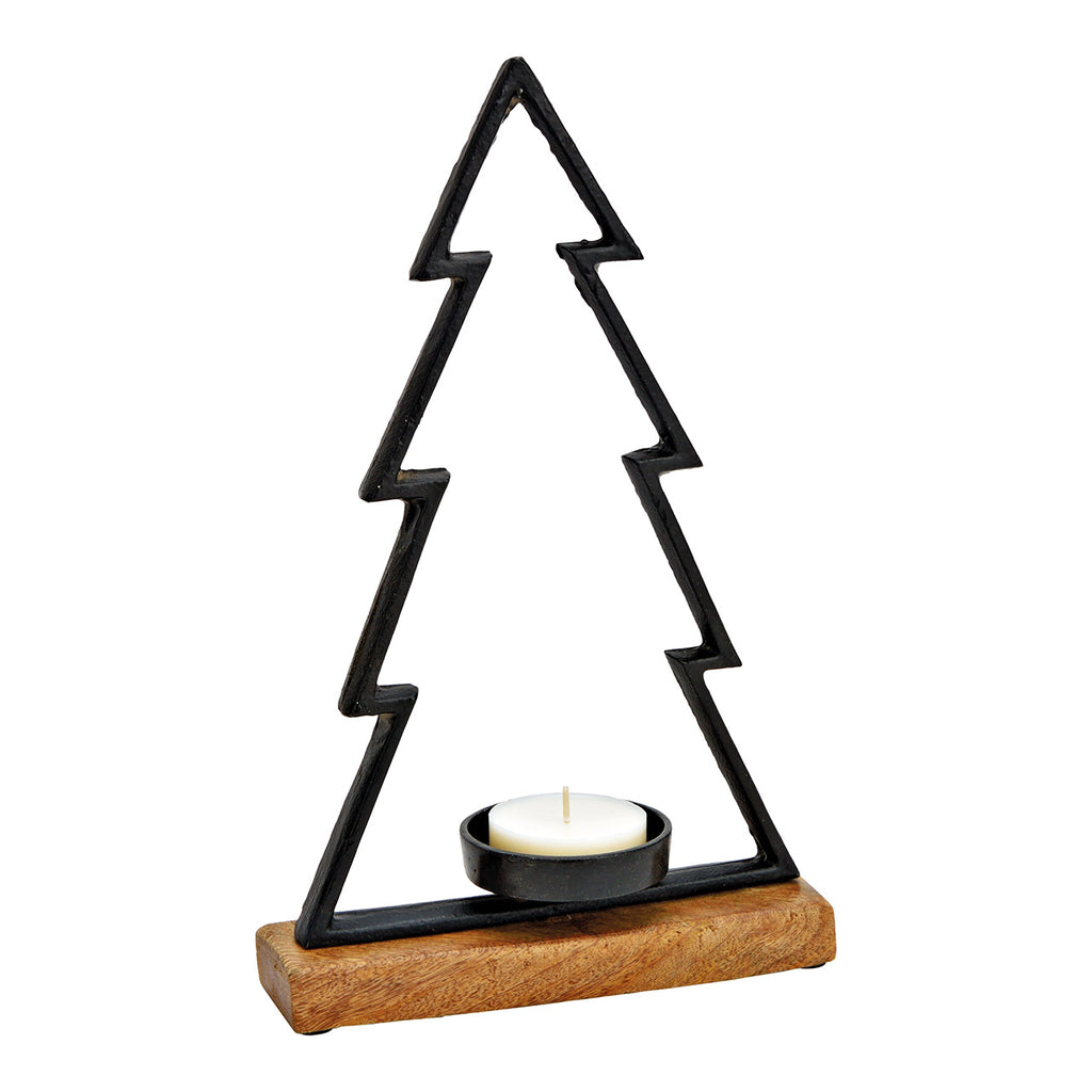 SVJ Kandelaar Kerstboom - 5x20x33 cm - Metaal - Zwart