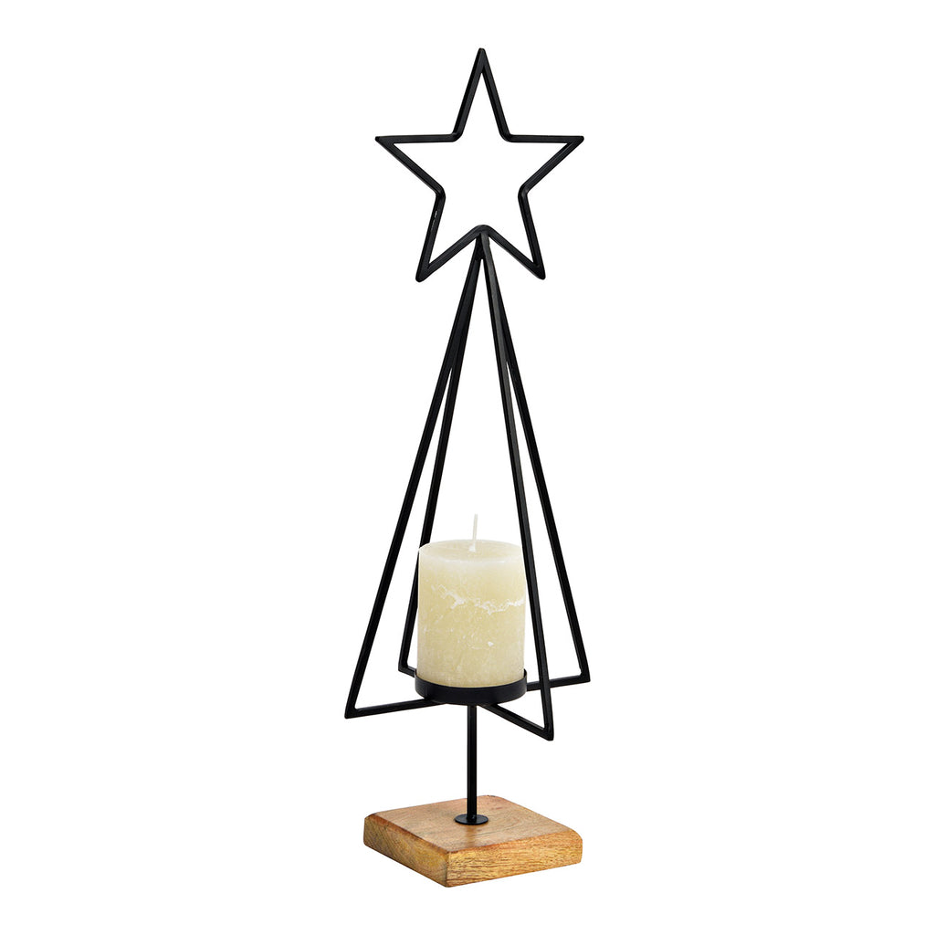 SVJ Kandelaar Kerstboom - 18x18x50 cm - Metaal - Zwart