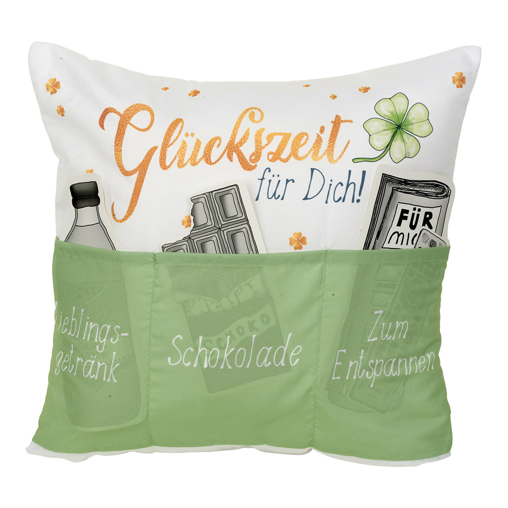 SVJ Sierkussen Happy Time - 8x40x40 cm - Textiel - Wit