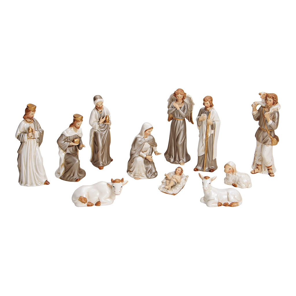 SVJ Kerstversiering Kerststalfigurenset - 0x0x0 cm - Porselein - Beige - Set van 11