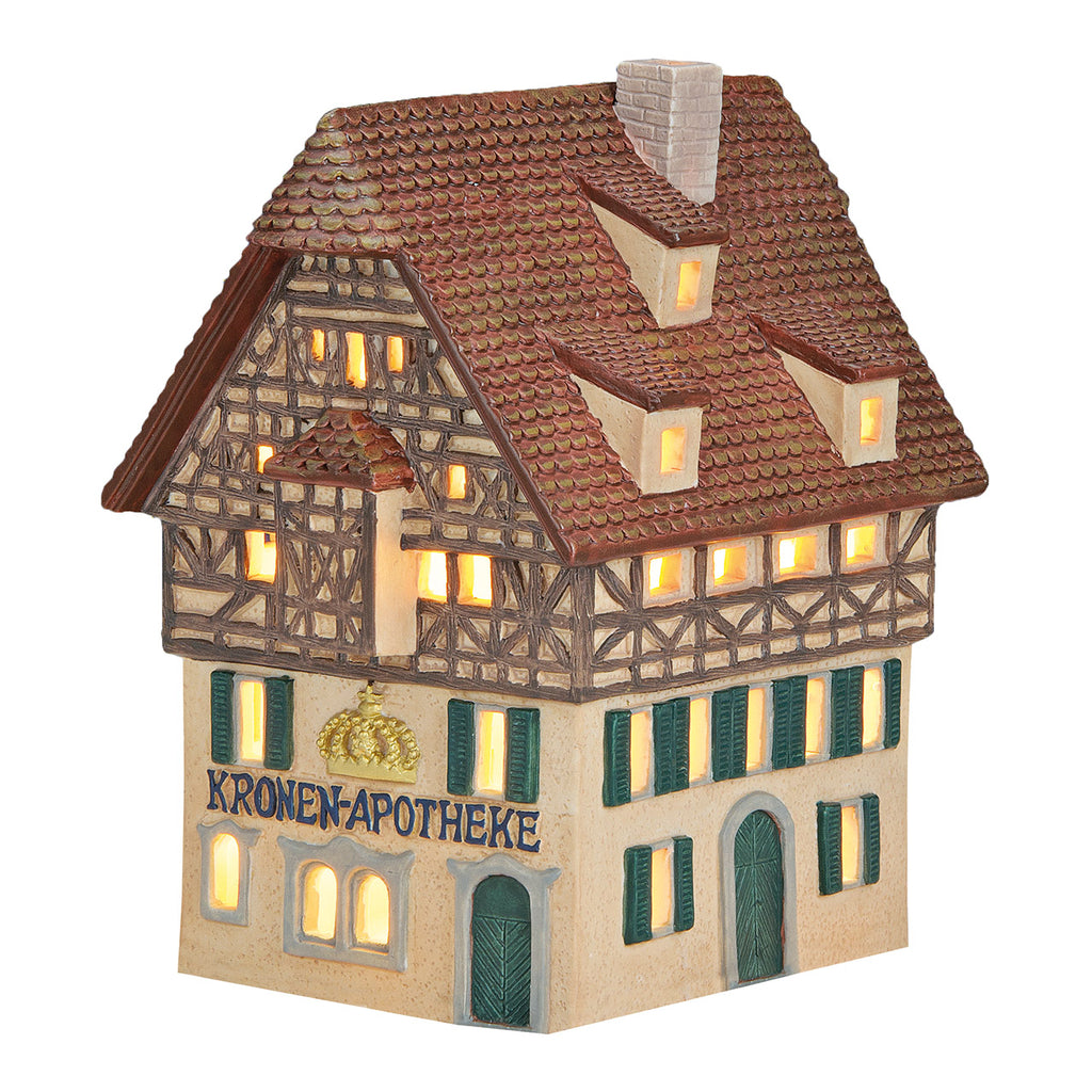 SVJ Kerstversiering Lichthuisje Kronen Apotheek - 17x11x16 cm - Porselein - Multi