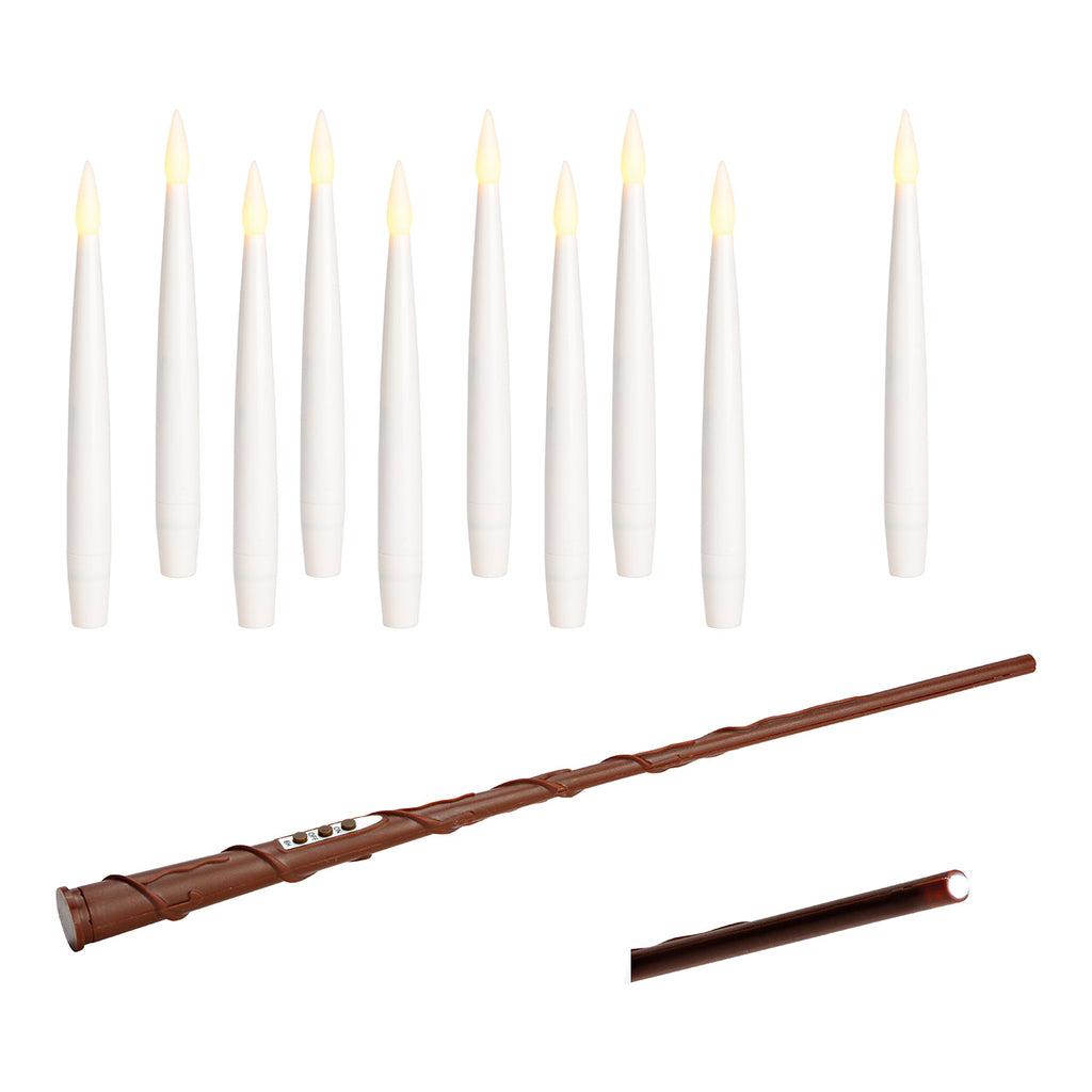 SVJ Kandelaar LED-kaarsen met toverstaf - 2x2x15 cm - Wax - Wit - Set van 10