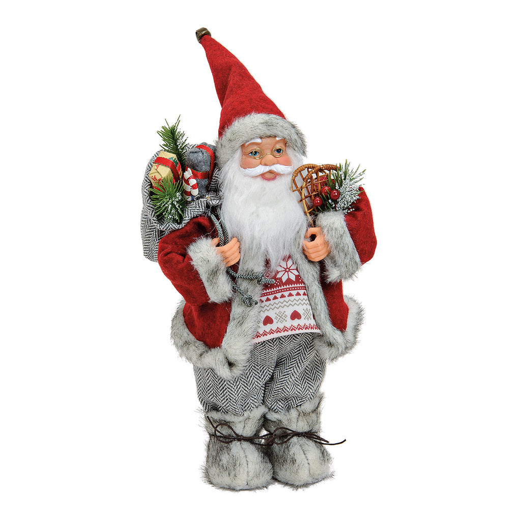 SVJ Kerstversiering Kerstman - 9x17x30 cm - Kunststof - Rood