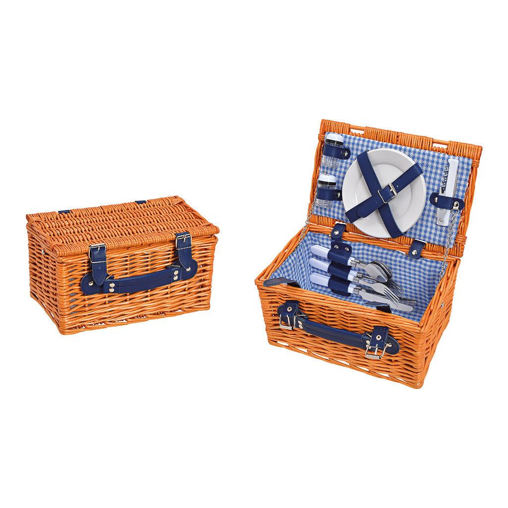 SVJ Picknickmand Servies - 19x30x16 cm - Natuurlijk - Bruin